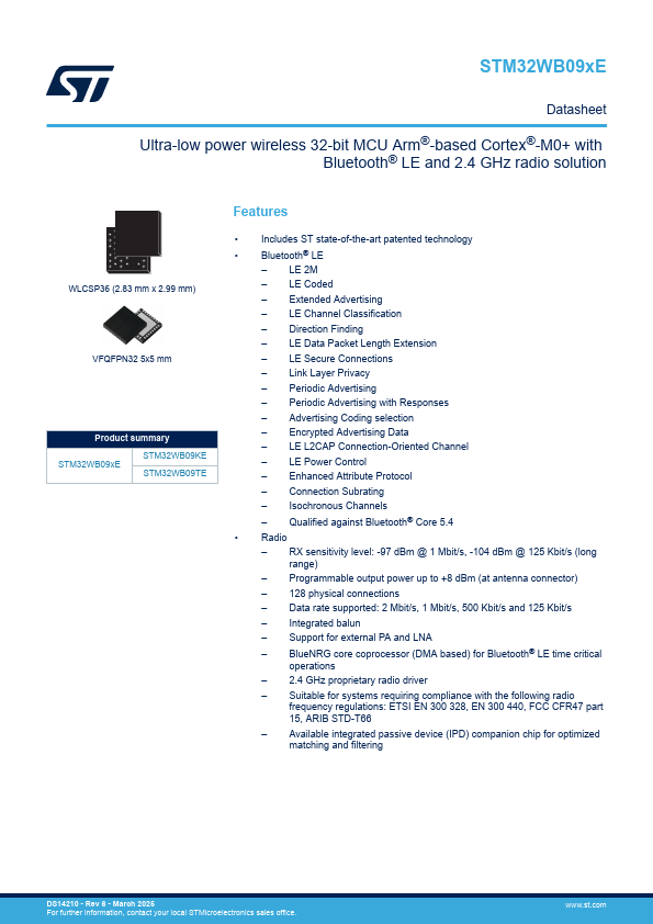 STM32WB09KE Datasheet Preview