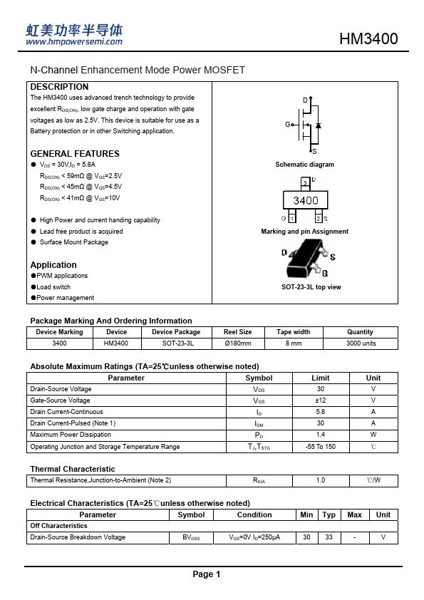 HM3400 Datasheet Preview