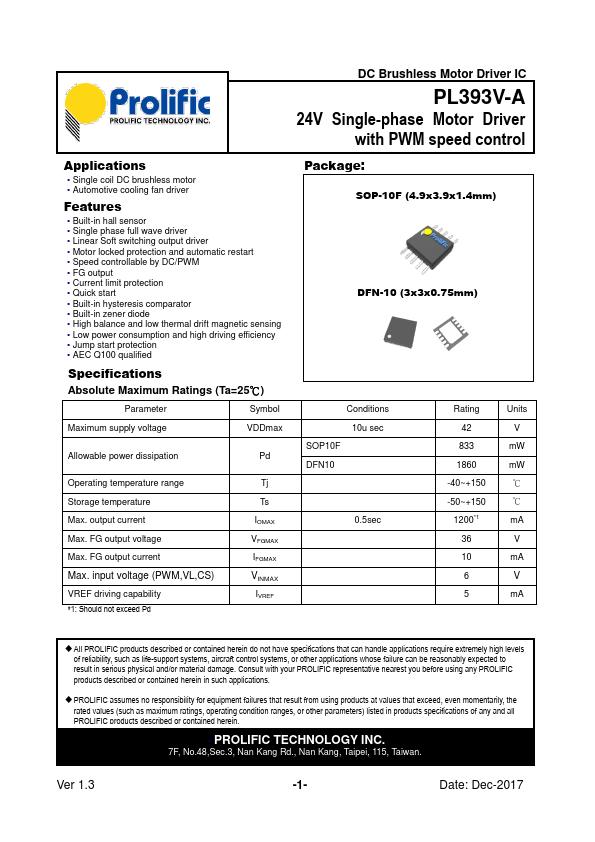 PL393V-A Datasheet Preview