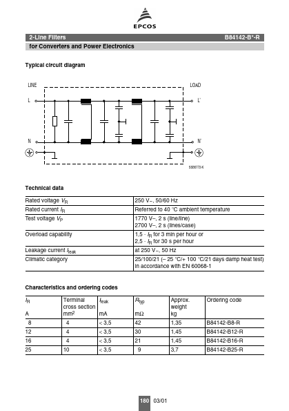 B84142-B8-R datasheet, filters equivalent, EPCOS