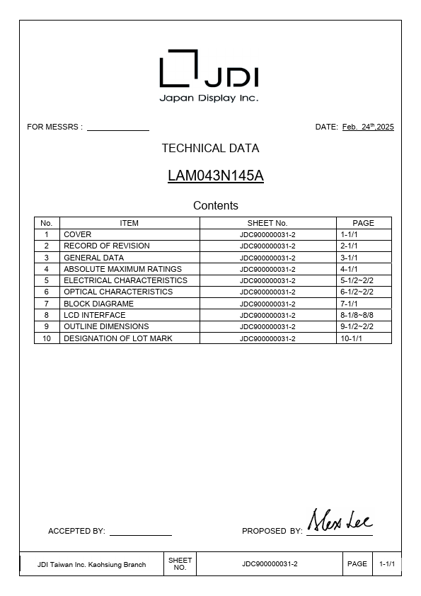 LAM043N145A Datasheet Preview