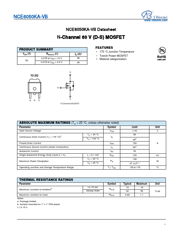 NCE6050KA Datasheet Preview