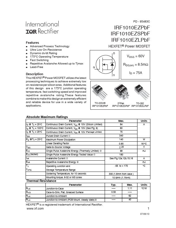 IRF1010EZSPBF