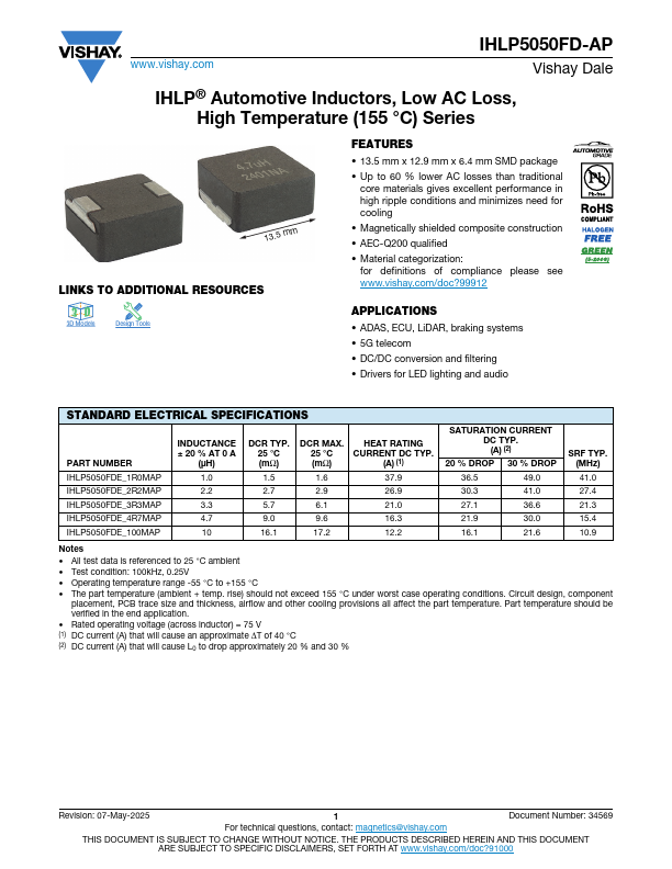 IHLP5050FD-AP Datasheet Preview