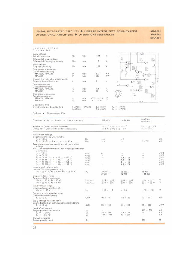 MAA503 Operational Amplifiers by ETC - Datasheet Preview