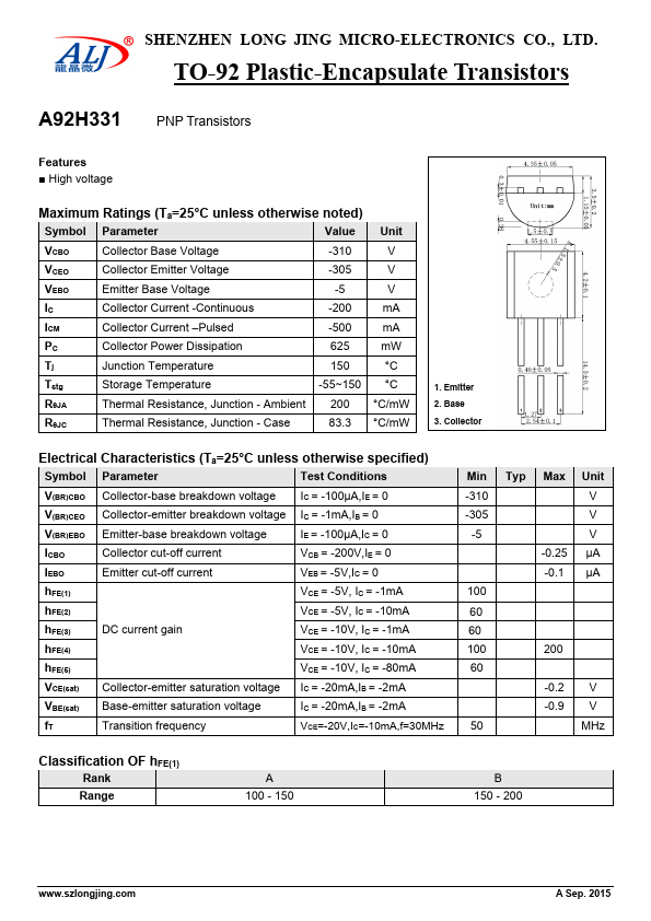 A92H331 datasheet page 1 preview
