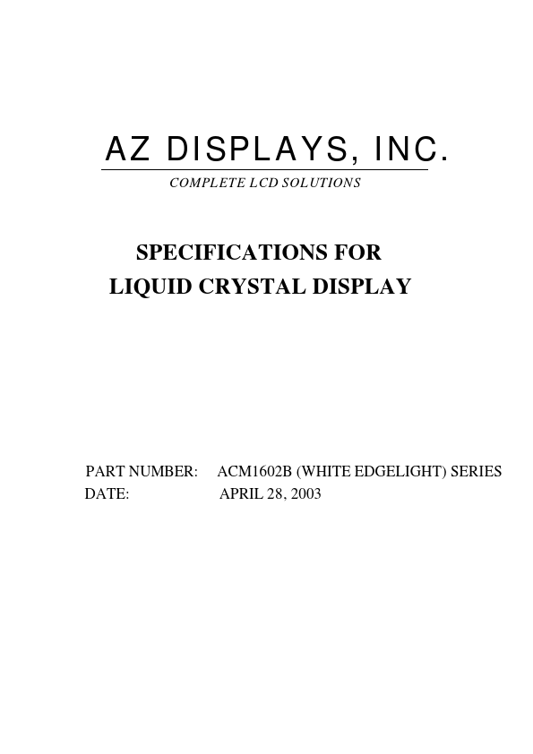 ACM1602B Datasheet Preview