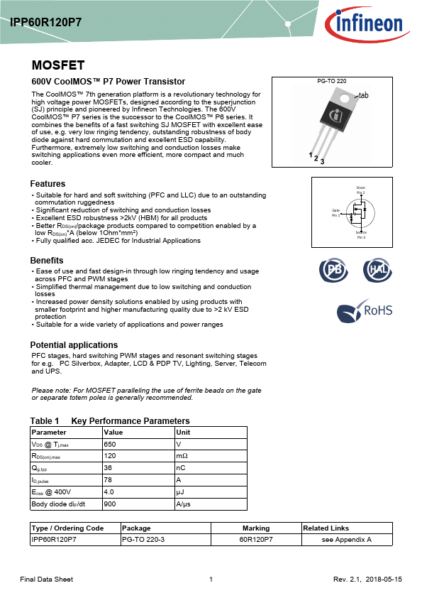 IPP60R120P7 Datasheet Preview