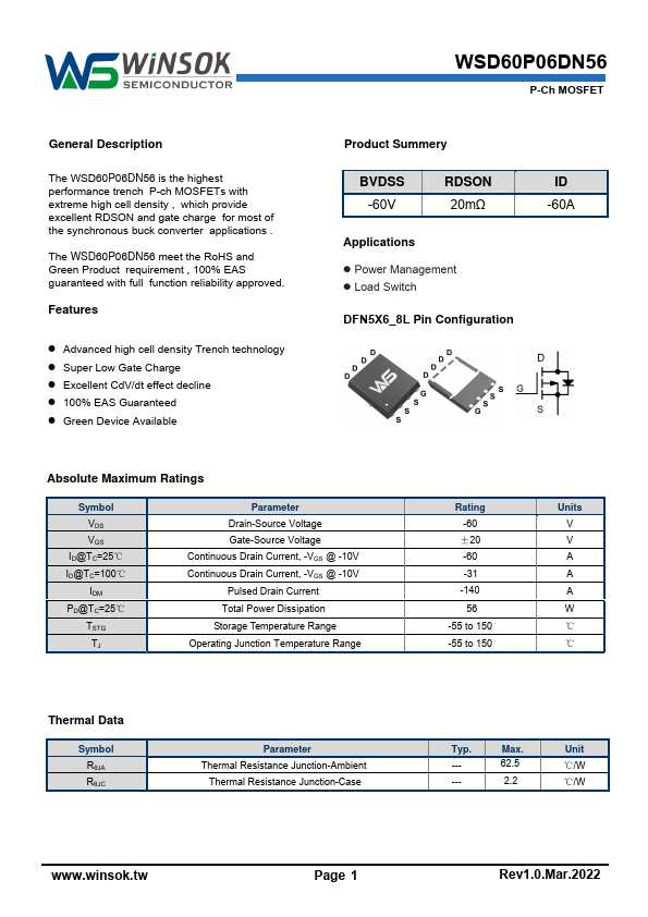 WSD60P06DN56 Datasheet Preview