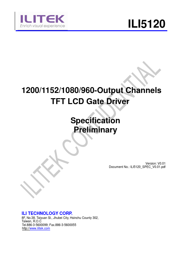 ILI5120 Datasheet Preview