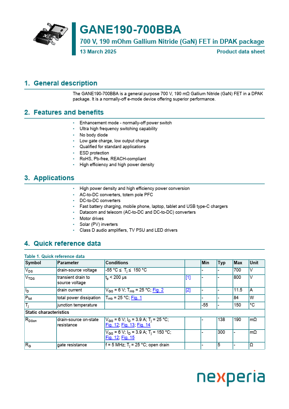GANE190-700BBA Datasheet Preview