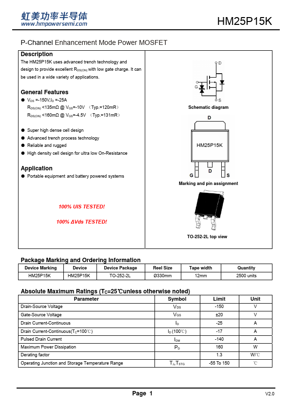 HM25P15K Datasheet Preview
