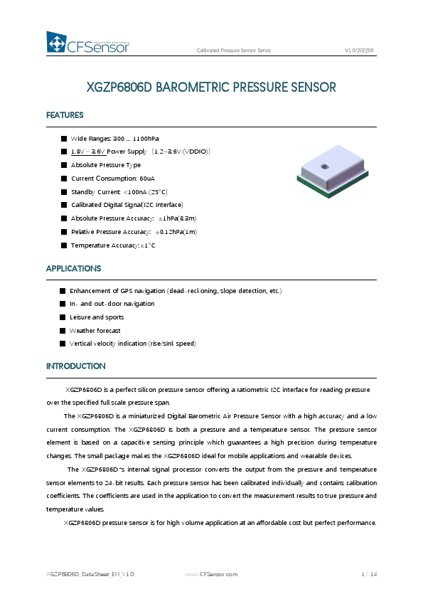 XGZP6806D Datasheet Preview