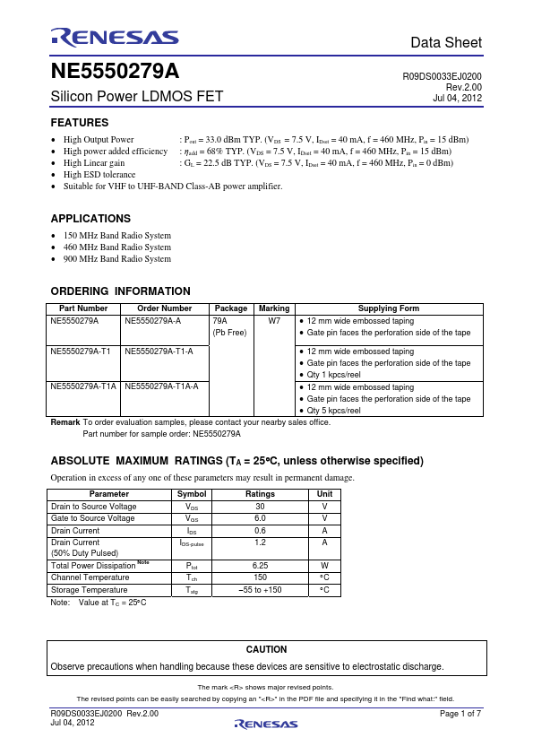NE5550279A Datasheet Preview
