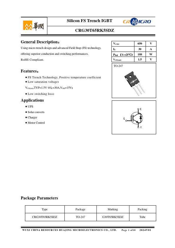 CRG30T65RK5SDZ Datasheet Preview