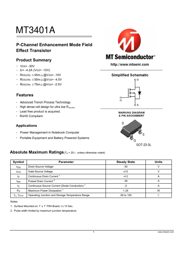 MT3401A Datasheet Preview