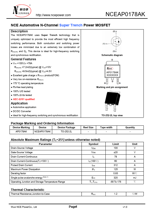 NCEAP0178AK Datasheet Preview