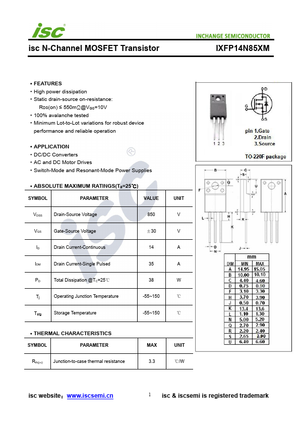 IXFP14N85XM