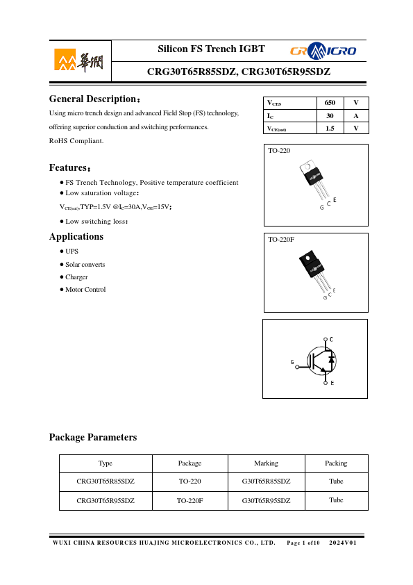 CRG30T65R85SDZ Datasheet Preview