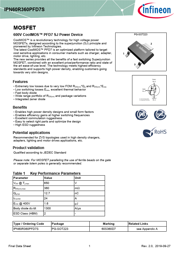 IPN60R360PFD7S Datasheet Preview