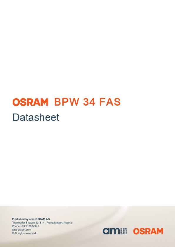 BPW34FAS Silicon PIN Photodiode by OSRAM - Datasheet Preview