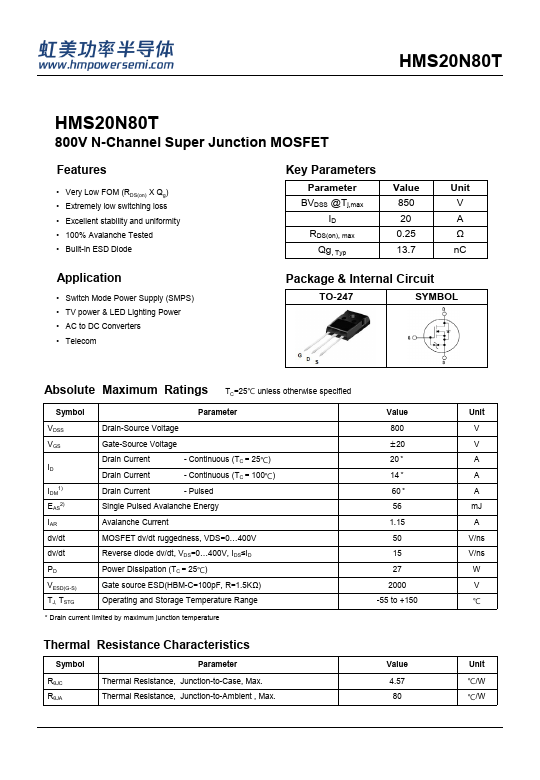 HMS20N80T Datasheet Preview