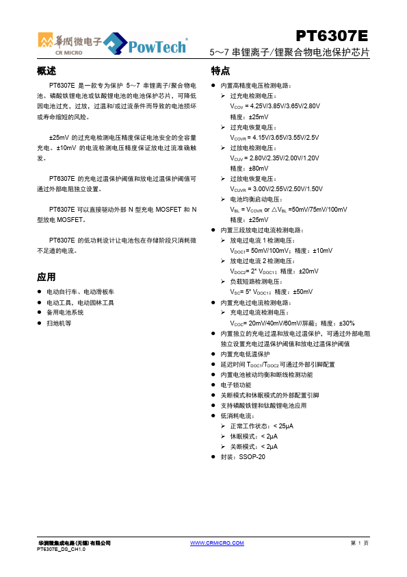 PT6307E Datasheet Preview
