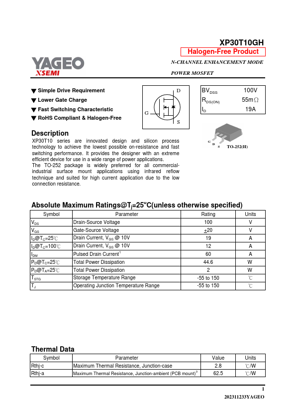 XP30T10GH Datasheet Preview
