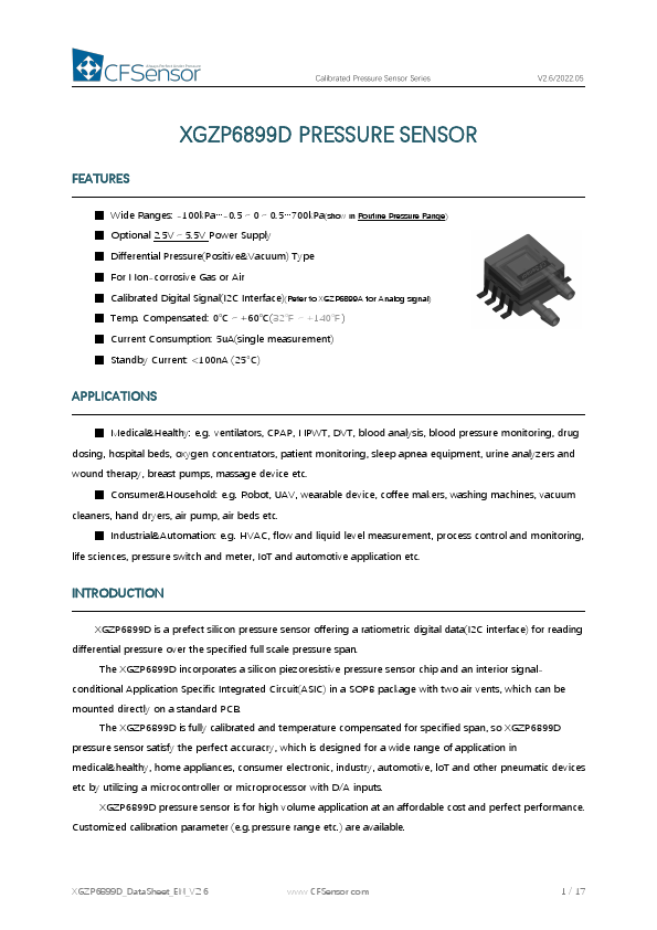 XGZP6899D Datasheet Preview