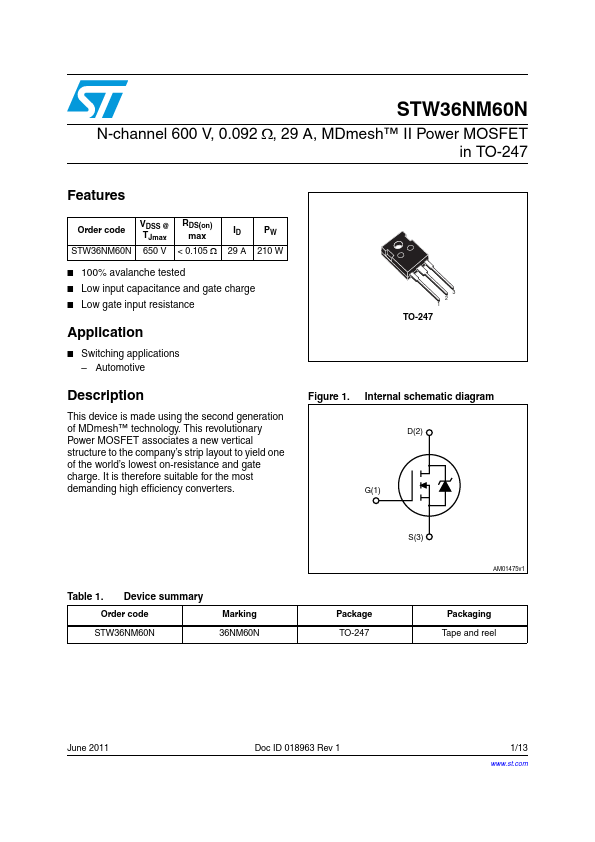 STW36NM60N