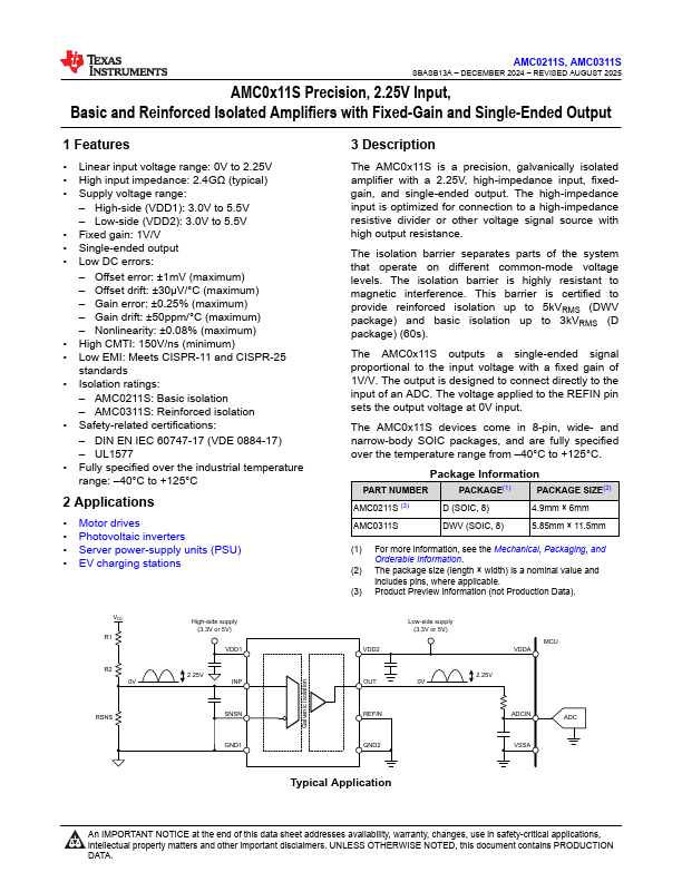 AMC0311S Datasheet Preview