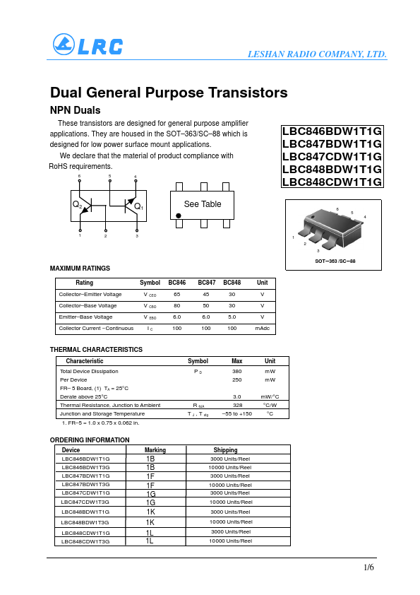 LBC848BDW1T1G