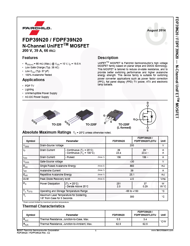 FDPF39N20