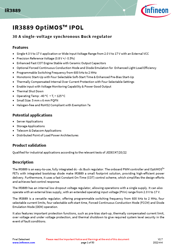 IR3889 Datasheet Preview