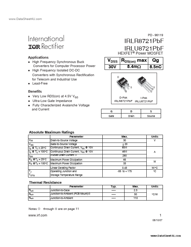 IRLU8721PBF