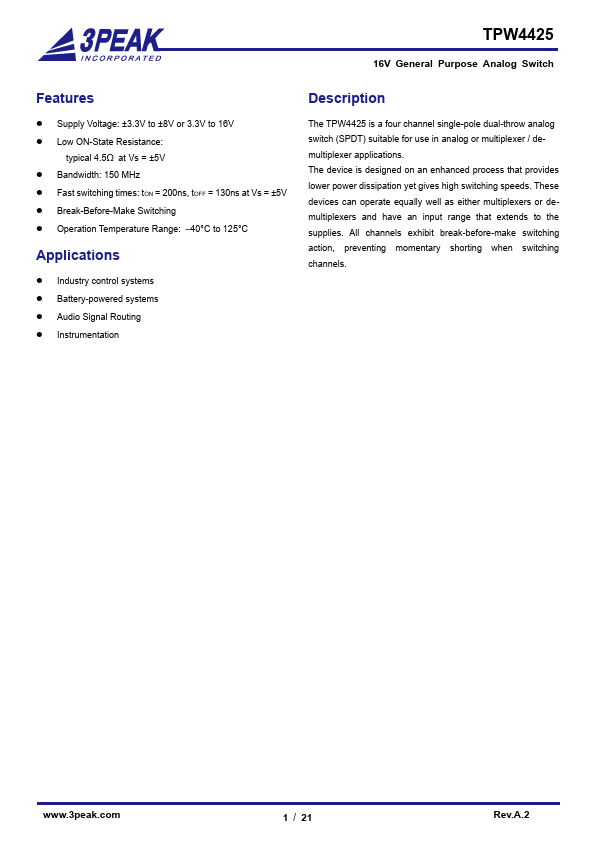 TPW4425 Datasheet Preview