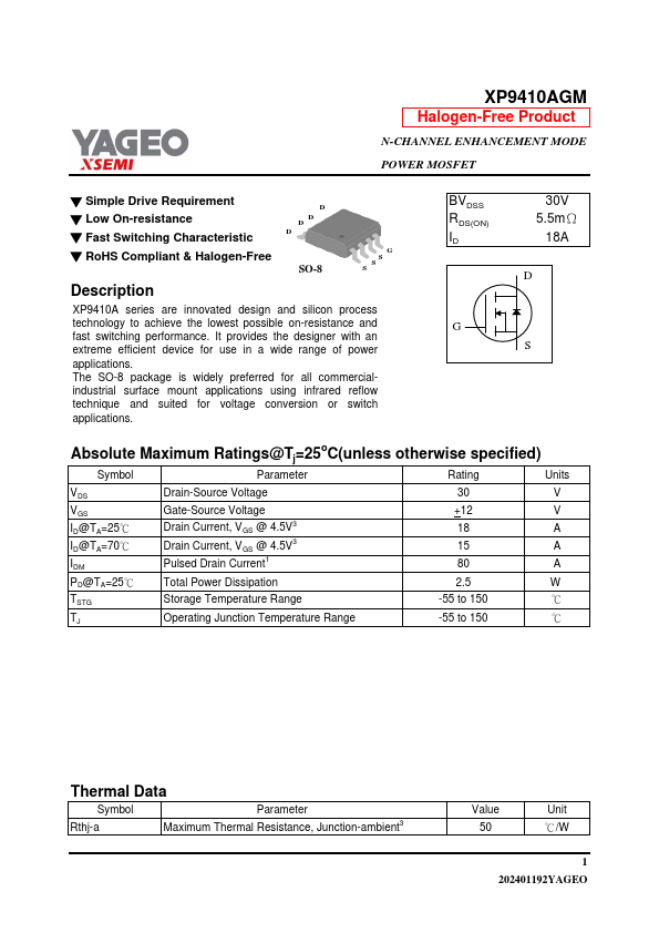 XP9410AGM Datasheet Preview