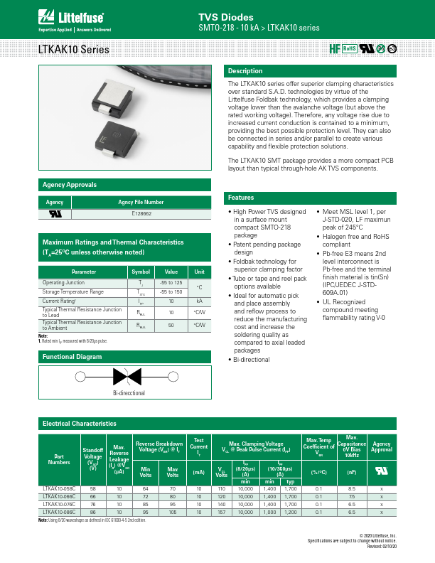 LTKAK10-076C TVS Diodes by Littelfuse - Datasheet Preview
