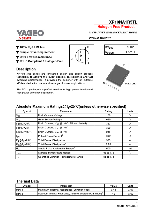 XP10NA1R5TL Datasheet Preview