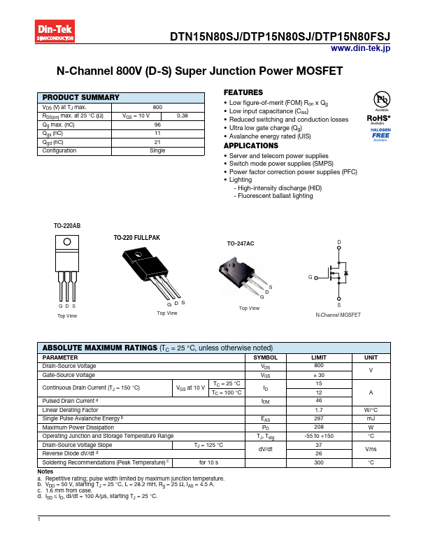 DTP15N80SJ