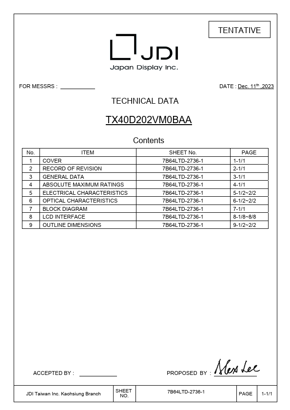 TX40D202VM0BAA Datasheet Preview