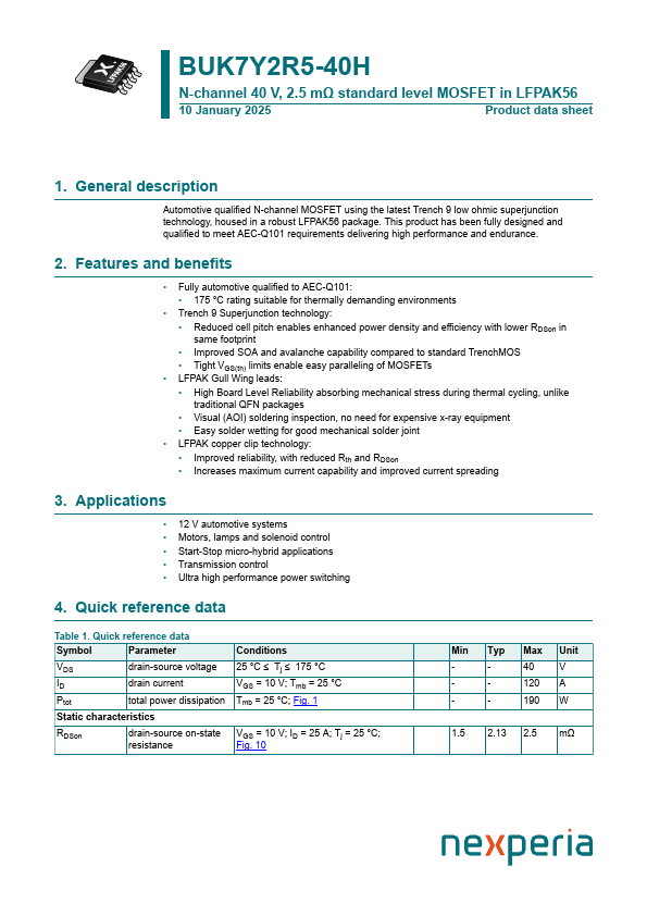 BUK7Y2R5-40H Datasheet Preview