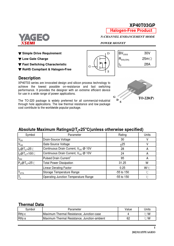 XP40T03GP Datasheet Preview