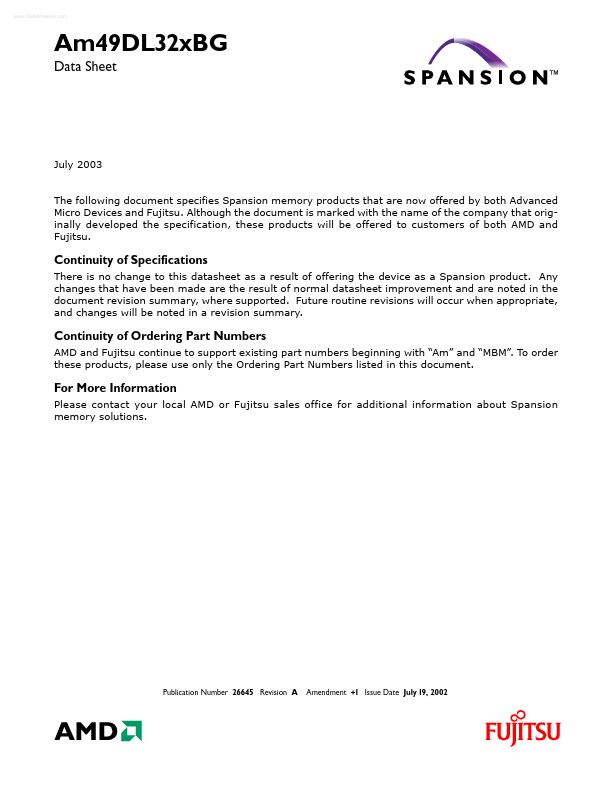 AM49DL32XBG Datasheet Preview