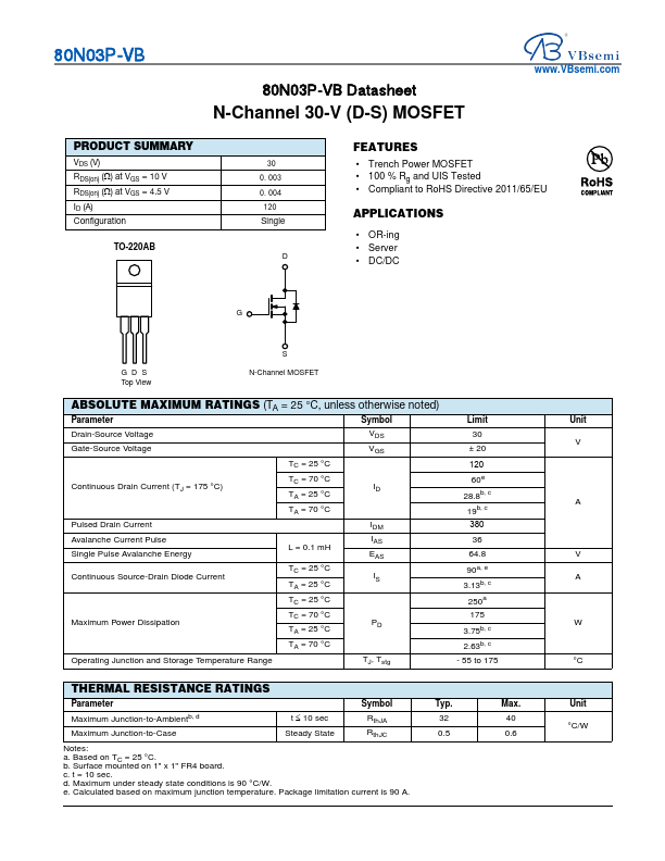 80N03P Datasheet Preview
