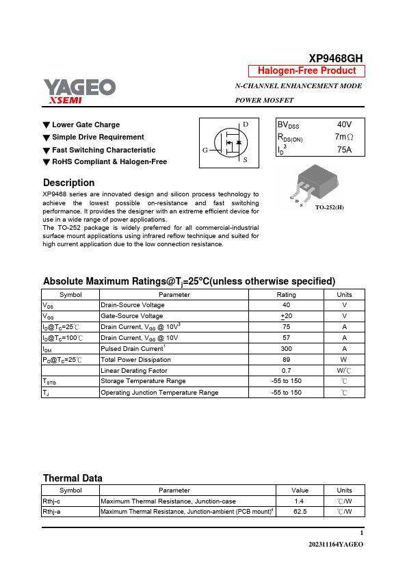 XP9468GH Datasheet Preview