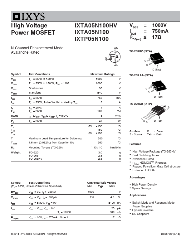 IXTP05N100