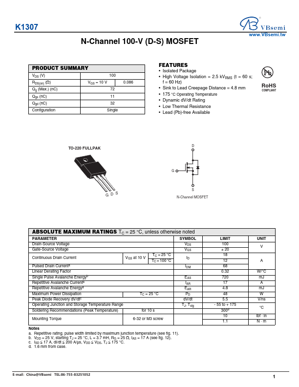 K1307 Datasheet Preview