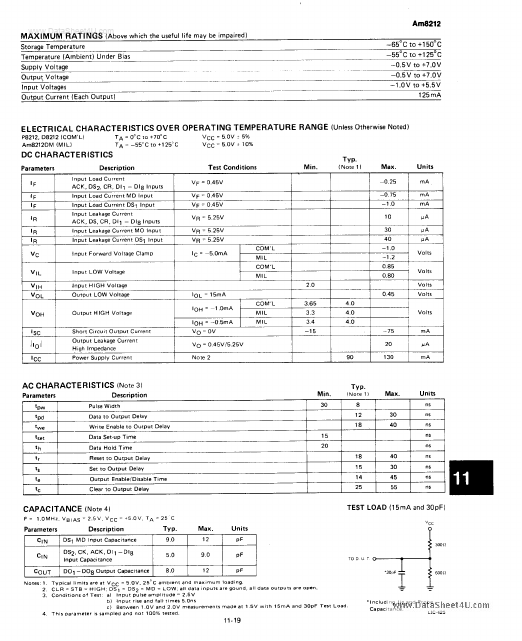 AM8212 8 Bit Input Output Port AMD 