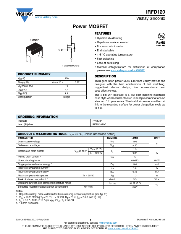 IRFD120 Datasheet Preview